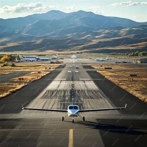 A small general aviation aircraft is taking off from a STOLport runway.