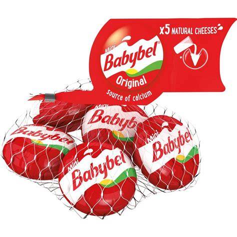 A colorful lunchbox filled with Babybel cheese snacks for kids.