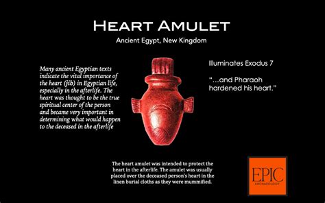 An ancient Egyptian heart amulet displayed on a textured background.
