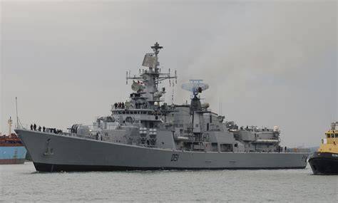 INS Delhi destroyer engaged in the Malabar naval exercises with other countries.