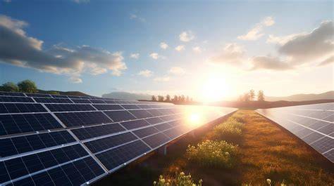 Close-up of solar panels absorbing sunlight for energy.