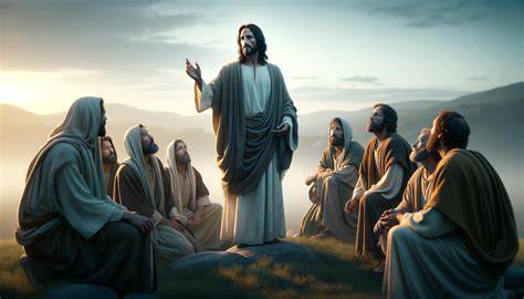 A scene depicting apostles sharing teachings of Jesus in a town.
