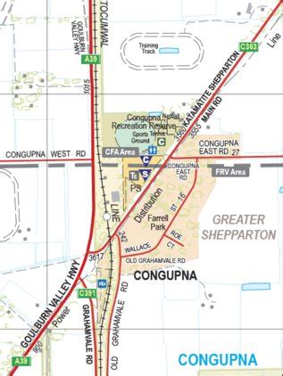 A map highlighting Congupna's location southeast of Shepparton in Victoria.
