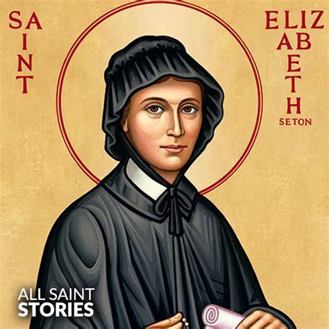 The grave of Elizabeth Ann Seton, marked by a simple headstone.