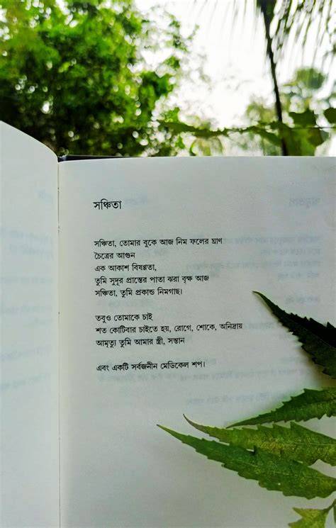 A shelf filled with various Bengali poetry books.
