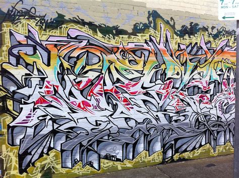 A detailed close-up of wildstyle graffiti highlighting the intricate designs.